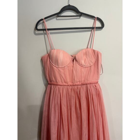 NWT Sau Lee Selina Tulle Bustier Fit & Flare Midi Dress Pink & Blush Womens US 8 - Picture 3 of 7